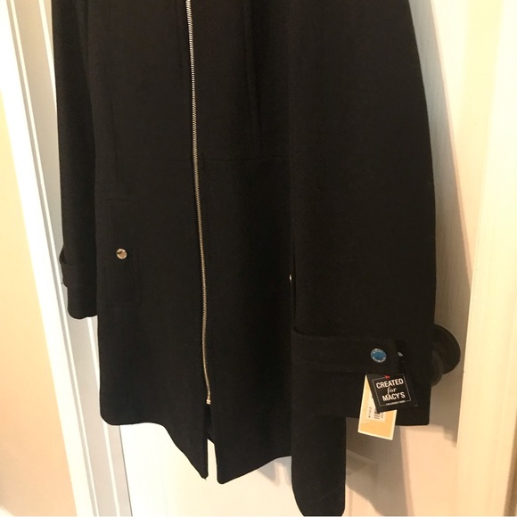 Black Michael Kors Hooded Notched-Collar Coat, Created by Macys - Picture 11 of 16